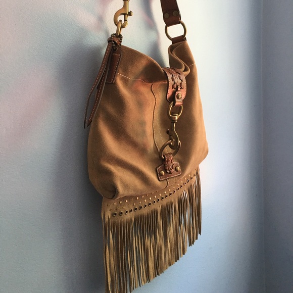 Coach Soho Slim Brown Suede Fringed Duffle Bag - Picture 14 of 15